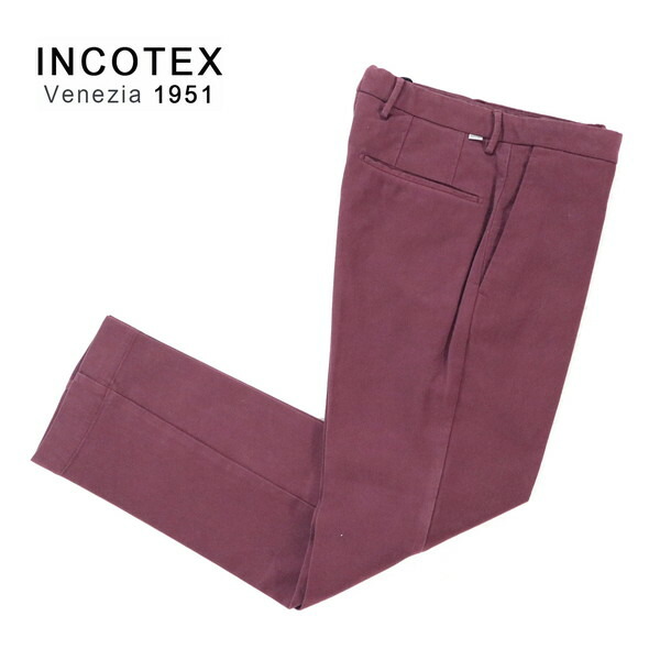 60%OFF 新品 インコテックス INCOTEX パンツ 50 MPT2781 LLサイズ ワイン メンズ チノパン 織り感 コットン ストレッチ SLIM FIT