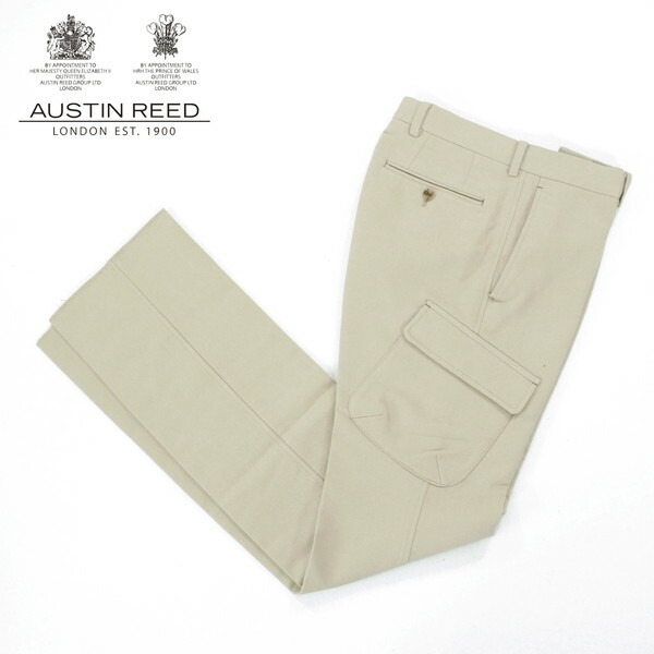 80%OFF 新品 オースチンリード AUSTIN REED パンツ 76 MPT2985 Sサイズ ベージュ カーゴパンツ コットン×カシミヤ ノータック 日本製 秋冬 154-31J