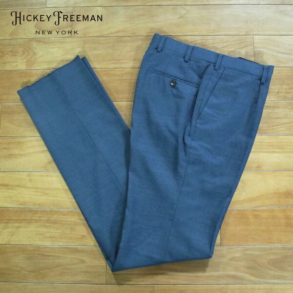 80%OFF 新品 ヒッキーフリーマン Hickey Freeman ズボン下 82 MPT3042 L大きさ ブルーネイビー スラックス 羊毛100% 商行為 日本製 春夏 912-61F