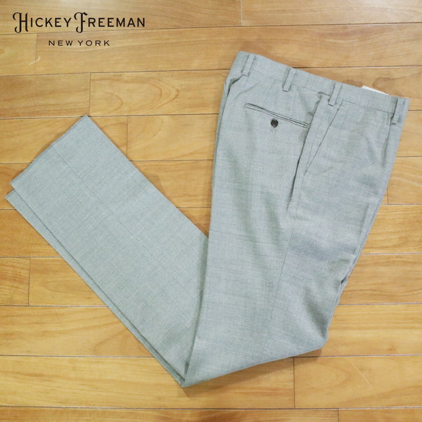 80%OFF 新品 ヒッキーフリーマン Hickey Freeman パンツ 82 MPT3050 Lサイズ グレー スラックス ウール100% ビジネス 日本製 春夏 922-50F