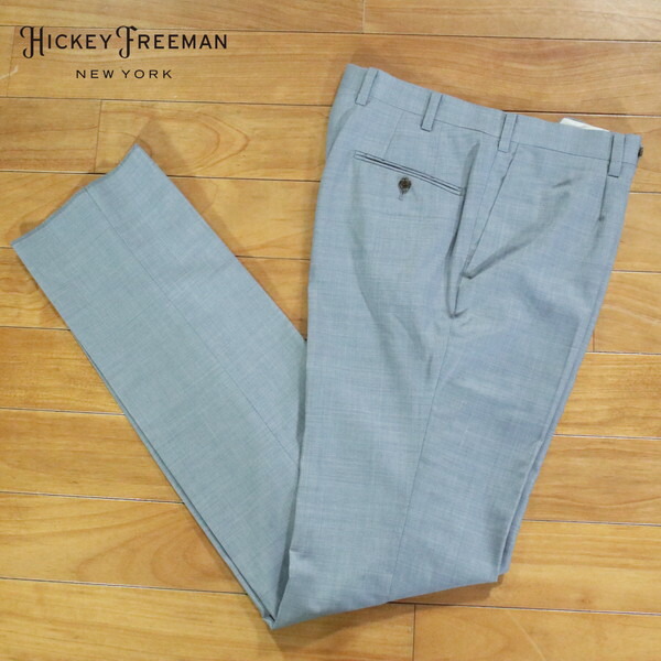 80%OFF 新品 ヒッキーフリーマン Hickey Freeman ズボン下 82 MPT3052 L大きさ 点火装置青色 スラックス 羊毛100% 商行為 日本製 春夏 912-60F
