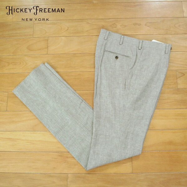 80%OFF 新品 ヒッキーフリーマン Hickey Freeman ズボン下 82 MPT3055 L大きさ 点火装置赤銅色 スラックス 麻×羊毛×絹地 商行為 日本製 春夏 902-13F