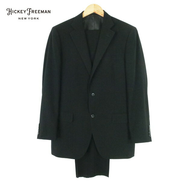 70%OFF 新品 ヒッキーフリーマン Hickey Freeman スーツ AB7 MSU1010 3Lサイズ ブラック メンズ 2ボタン ノーベント ウール100% ビジネス フォーマル 木製ハンガー付き 春夏 554-45N