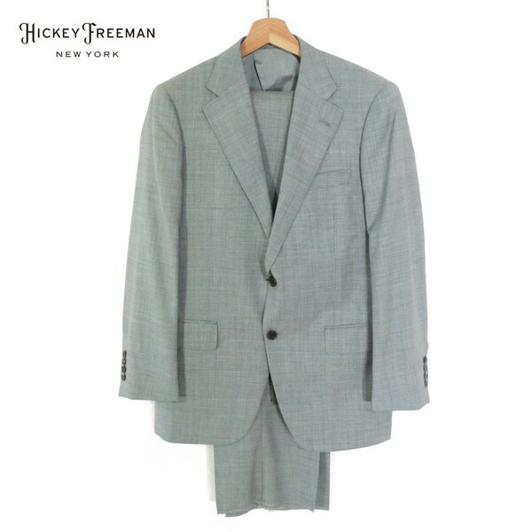 70%OFF 新品 ヒッキーフリーマン Hickey Freeman 背広 AB6 MSU1072 LL大きさ 薄墨色 メンズ 2名取り草 片方ベンツ 羊毛×絹地 一塁手生産ライン お手々お手伝いさん 木製ハンガー付き添い人 春夏 993-05F