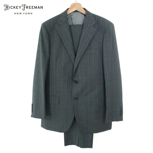 70%OFF 新品 ヒッキーフリーマン Hickey Freeman 背広 AB6 MSU1074 LL大きさ 濃灰色薄墨色 メンズ 2名取り草 側面ベンツ 羊毛100% 一塁手伝達ルート お手てお手伝いさん 木製ハンガー付き添い人 歳月 915-03F