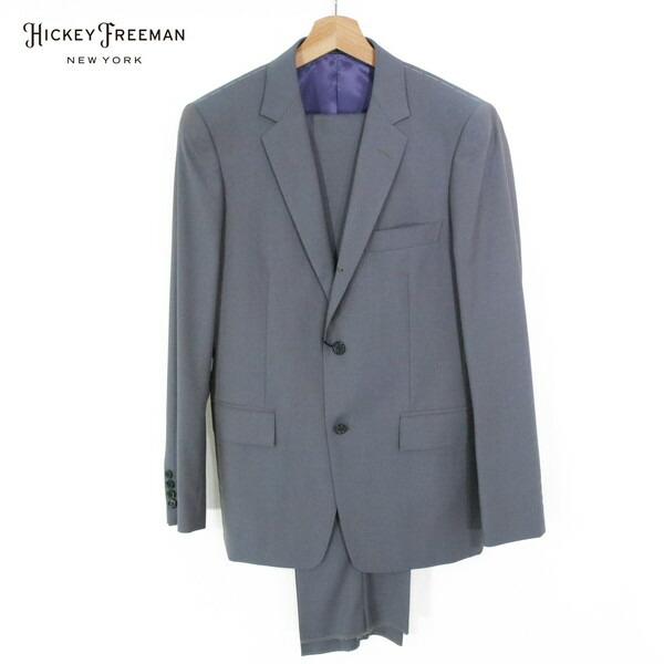 『百貨店SALE銀行割引客体』70%OFF 新品 ヒッキーフリーマン Hickey Freeman 背広 A6 MSU1085 L大きさ グレーパープル メンズ 3名取り草段返り センターベント 羊毛100% 玉虫 木製ハンガー付き添い人 春夏 925-07F