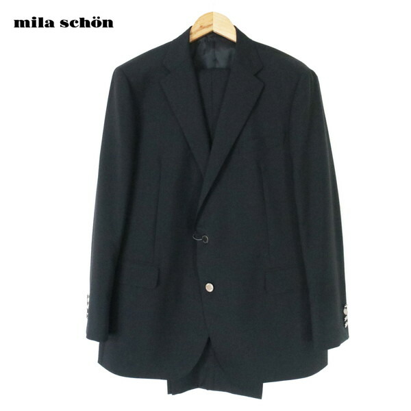 『百貨店SALE銀行割引客体』80%OFF 訳あり 新品 ミラショーン mila schon 背広 BB7 MSU971 5L大きさ 黒いこと メンズ 2名取り草 側面ベンツ 羊毛×モヘア 無地 秋冬 大層らしい大きさ S52-04N