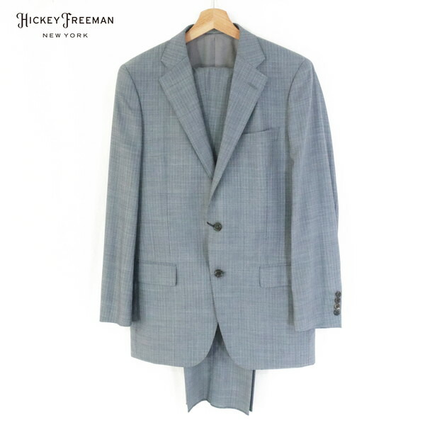 『百貨店SALE銀行割引客体』70%OFF 新品 ヒッキーフリーマン Hickey Freeman 背広 A7 MSU1092 L～LL大きさ 薄墨色 メンズ 2名取り草 側面ベンツ 羊毛×地絹 縞模様 春夏 921-02F