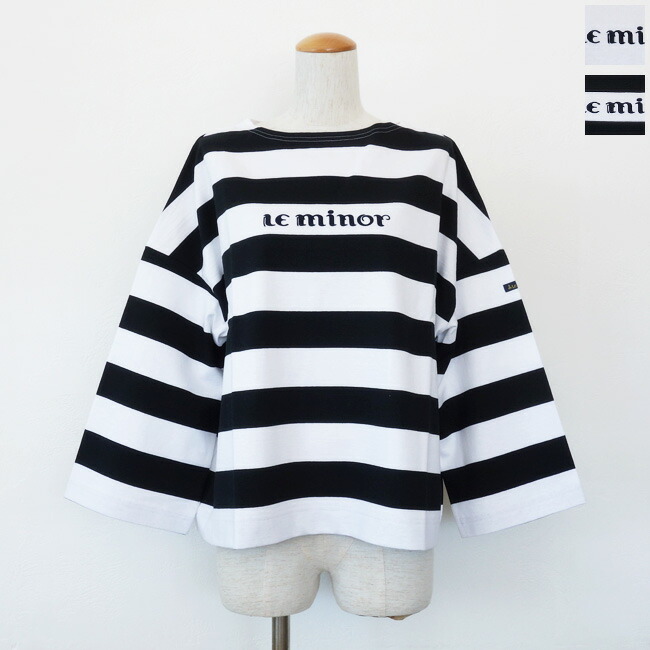 Le minor (ルミノア) ロゴ カットソー フロッキープリント ワイドシルエット ドロップショルダー LEF241002