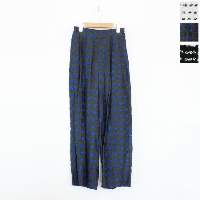 WHYTO. (白いこと) 広々としたズボン下 ジャカード 2タック バックウエストゴム jacquard wide pants WHT26HPT4070