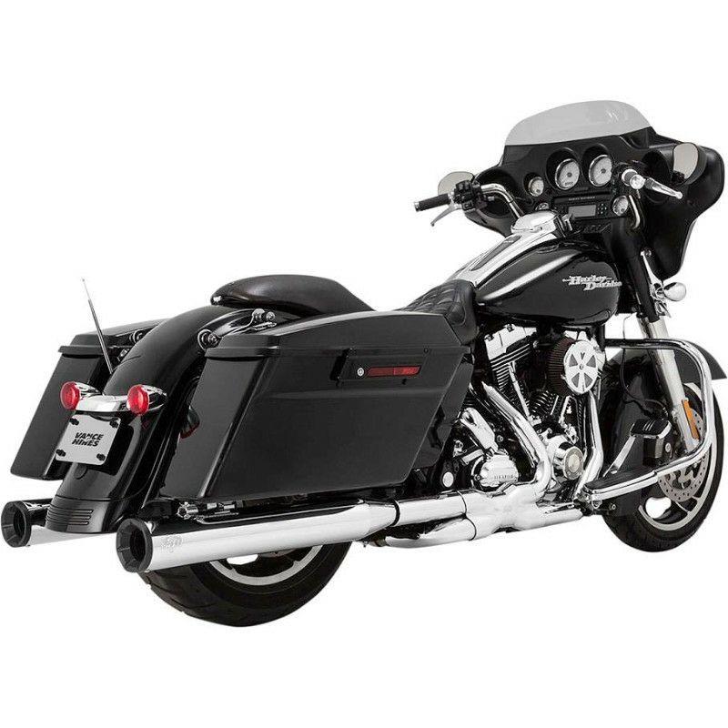 16708 ハーレーマフラー バンス＆ハインズ Eliminator 400 4″ スリップオン クロム/ブラックエンド
