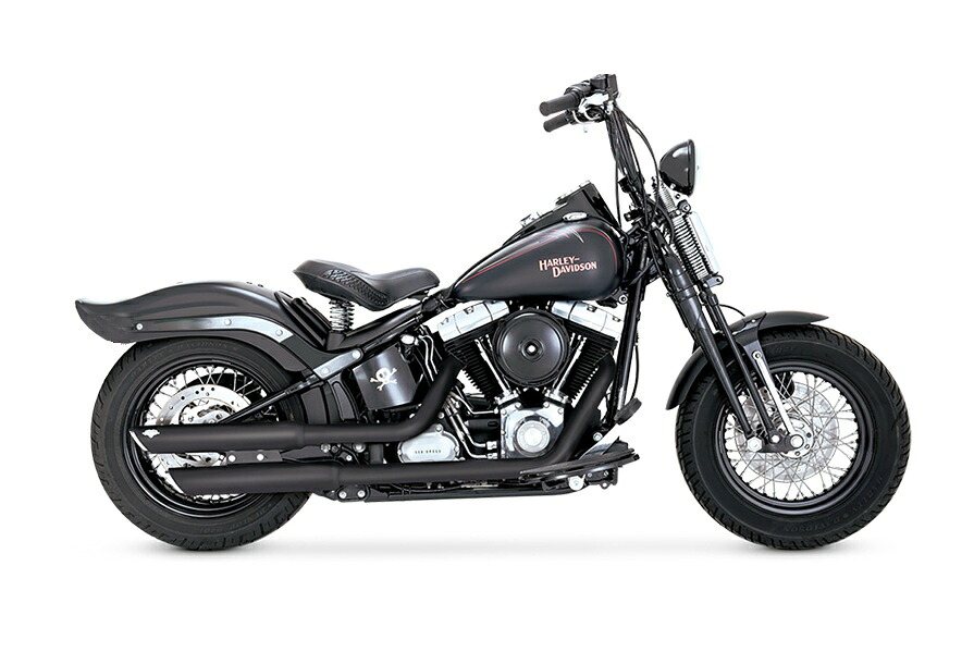 46842バンス&ハインズVanceHines TwinSlash 3in S/O ツインスラッシュ 3インチ スリップオン ブラック マフラー SOFTAIL 07-09|アミダトレーディング