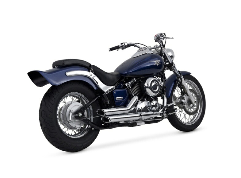 18515 バンス＆ハインズ VanceHines ShortShots Staggered ショートショットスタッガード クローム マフラー V STAR 650 （CALIFORNIA） 04-09