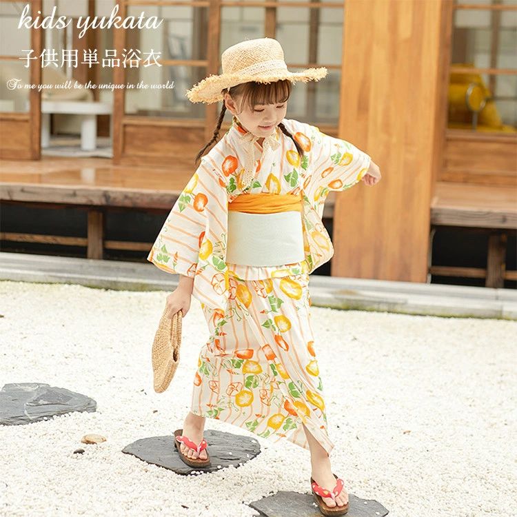槿花 浴衣 小わっぱ 御嬢さん 飾り気の無い 単品 ゆかた yukata  小学生 中学生 お子さん キッズ 飾り気の無い着付け 黄味がかった 黄み 和柄 レトロ 洗える 夏お祝い 夕涼み会 火工品市民大会 おお祝い 養殖祭 盆踊り 御盆一時停止 喜び事 差し上げ物 愛くるしい 好いたらしい 格好のいい お嬢さん 七五三 90 100 110 120 130 140 150 和服-キッズファッション-キッズ・ベビー・マタニティ