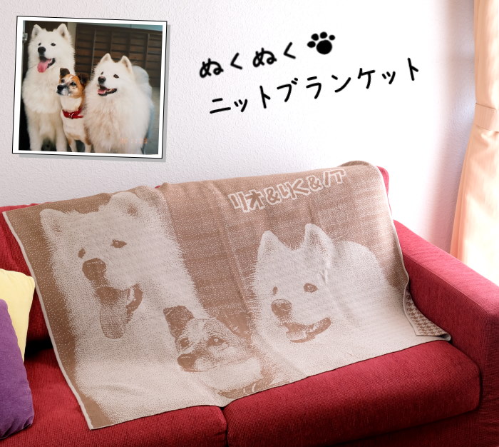 ブランケット ニット ペット アクリル 高級 オーダー 犬好き 写真 秋冬 誕生日プレゼント ぬくもり 大き目 仕事 冬用 ひざ掛け 温かい 職場で使える 思い出 愛犬 カシミヤ 女性 メモリアル ペットロス 猫好き クリスマス 愛猫 かわいい あったか プレゼント グッズ