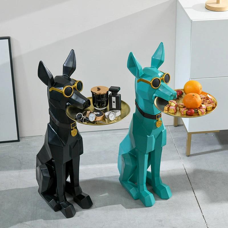 トレイ お盆 インテリア ドーベルマン 犬 いぬ イヌ 北欧 オブジェ オシャレ おしゃれ リビングルーム エントランス フロアデコレーション BIG 巨大 大きい プレゼント ギフト 引っ越し祝い 新築祝い SNS インスタ映え