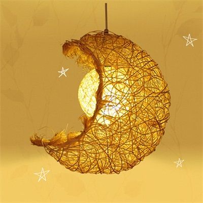 送料無料 新品 ペンダントライト おしゃれ 北欧 ins led対応 リビング 月 籐 鳥の巣 天井照明器具 吊下げ灯 ダイニング キッチン アトリエ 和風 寝室 和室 玄関 アンティーク ダクトレール 引掛シーリング用 工事不要 簡単設置 アジャスター