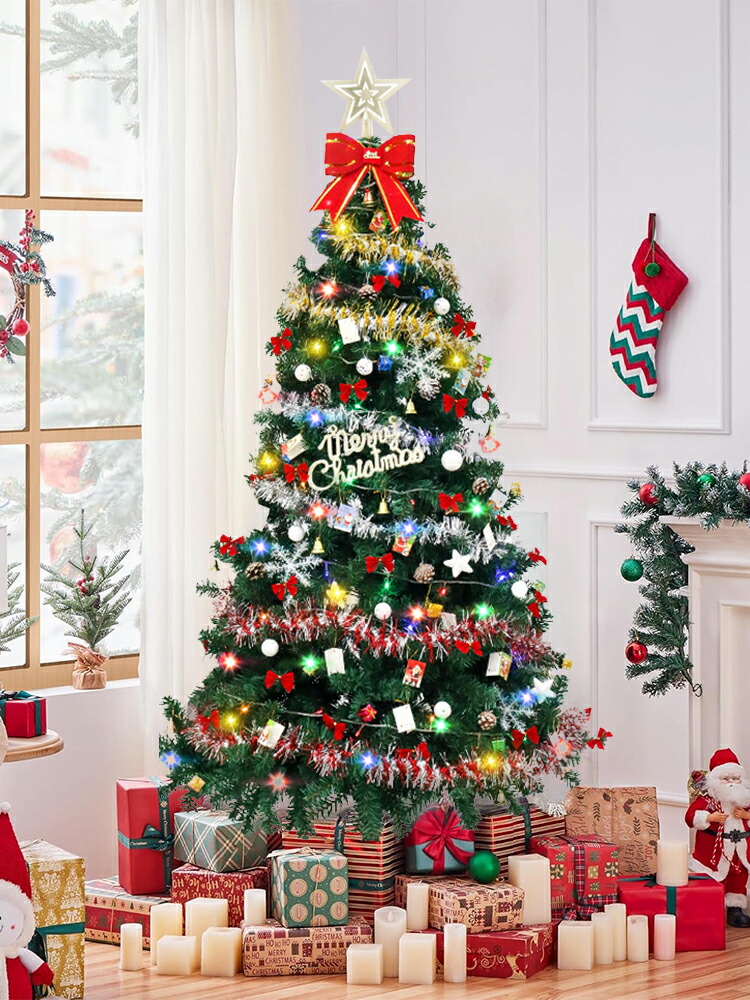 明るいクリスマスツリーセット,模造装飾品,ショッピングモール,ショーケース,家庭用装飾,1.5 m, 1.8 m, 2.1m|AetA店