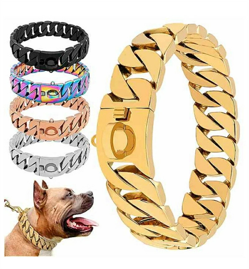 金属製 犬 首輪 ステンレス 鋼 ペット トレーニング ネックレス 大きな 犬 チョーカー ブルドッグ シルバー ゴールド カラー
