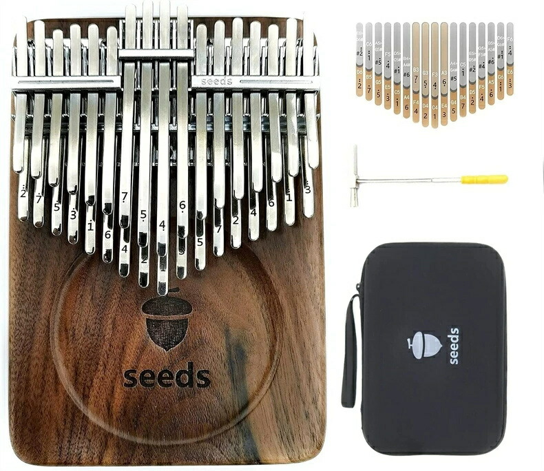 34音 カリンバ 初心者向け 二段の半音付き C調 打楽器 パーカッション 天然木製 親指ピアノ 楽器 演奏 初心者 入門 指ピアノ 子供 大人 使いやすい プレゼント お祝い 贈り物 親指オルアクセサリ&楽譜集付き｜AetA店