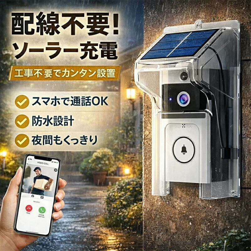 ソーラー申し受ける式 部屋の入り口写真機 無線電話 インターコム 工事不必要 架線不必要 防犯写真機 スマホ連絡 双方向電話を掛ける 人工知能学音吐相応う