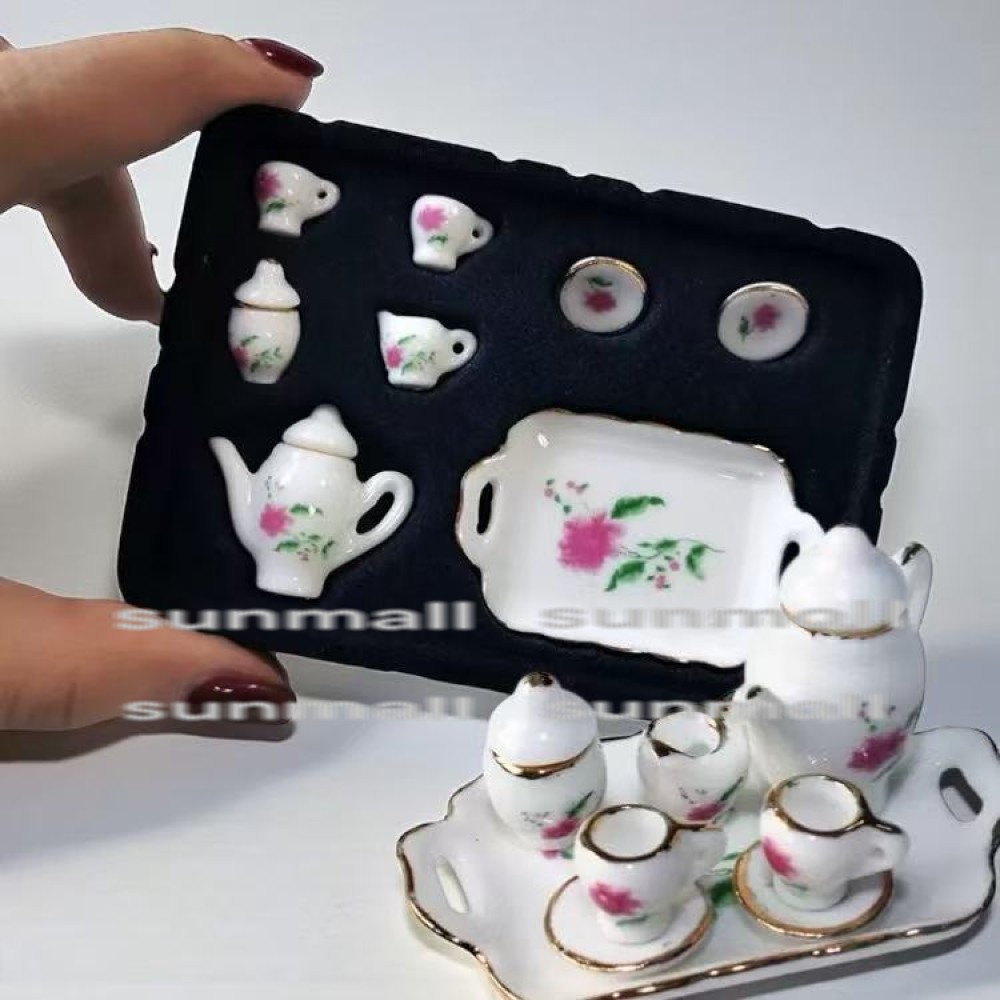 楽天市場】ミニチュア 食器 陶器製 ティーセット 花柄 トレー BLAZE