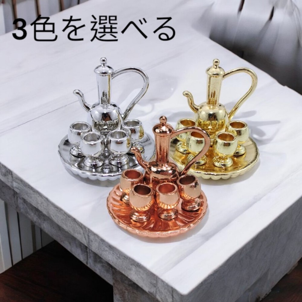 楽天市場】三松貿易 ミニチュア食器 ティーセット 白地金縁 4客 カップ