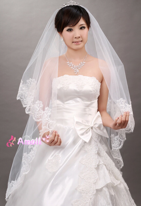 楽天市場】豪華一段レース縁取り3mマリアロングベール・ウェディング