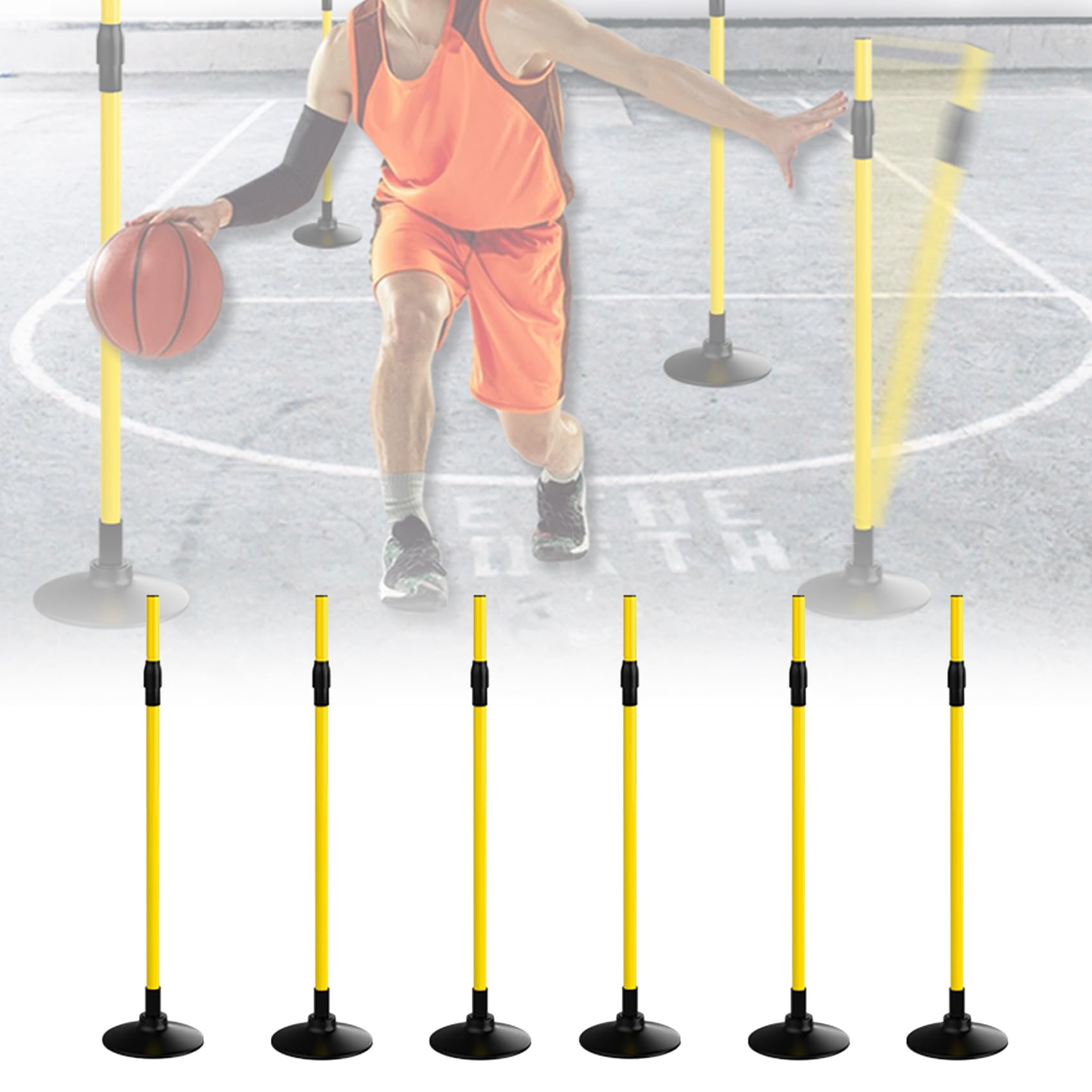 楽天市場】バスケ 練習 トレーニングポール 6PCS 障害物を避ける 伸縮