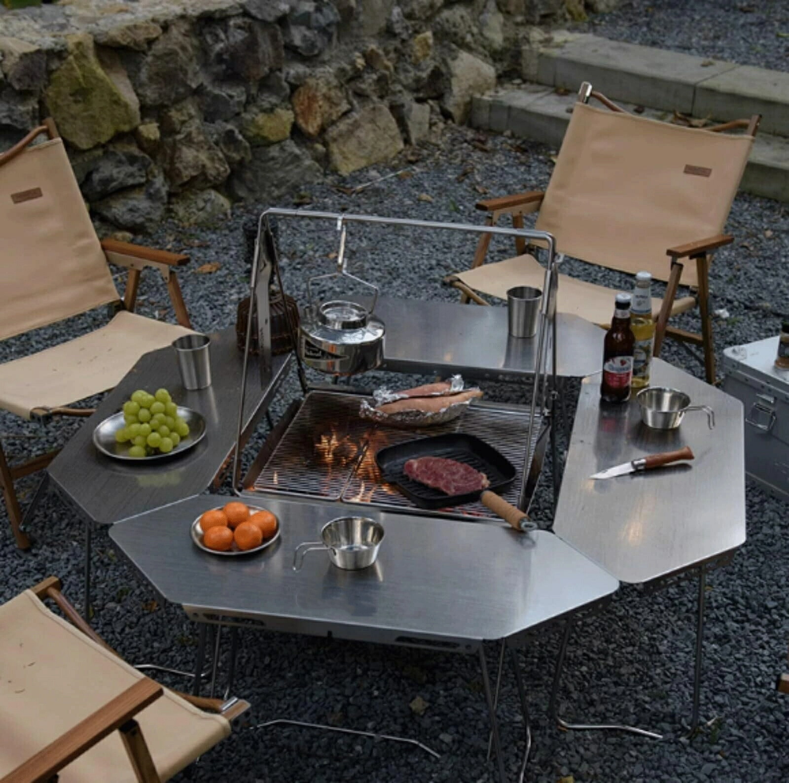 楽天市場】焚き火台テーブル 囲炉裏テーブル 変形自由タイプ