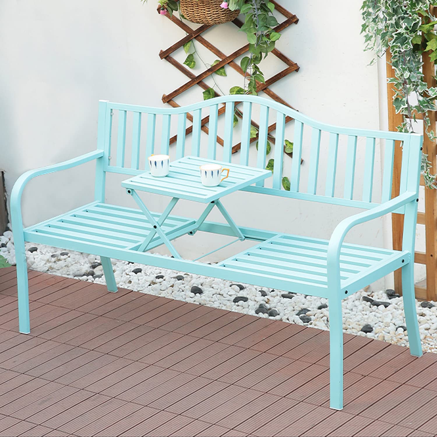 楽天市場】ベンチ フォールディング ラブベンチ ミニテーブル付き