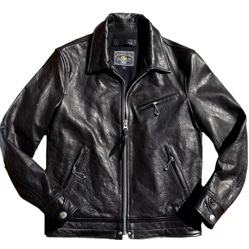 高級新品 レザージャケット 牛革 革ジャン 馬革 本革 メンズファッション S～5XL ブラック
