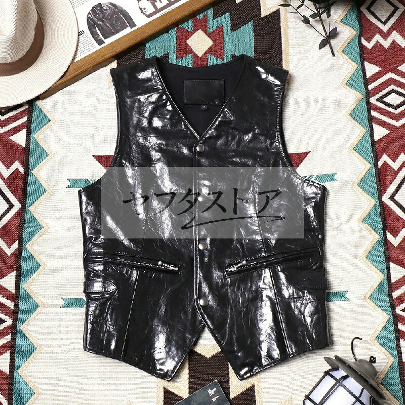新品 上品 本革 高級羊革 ライダースジャケット ベスト革ジャン S~4XL