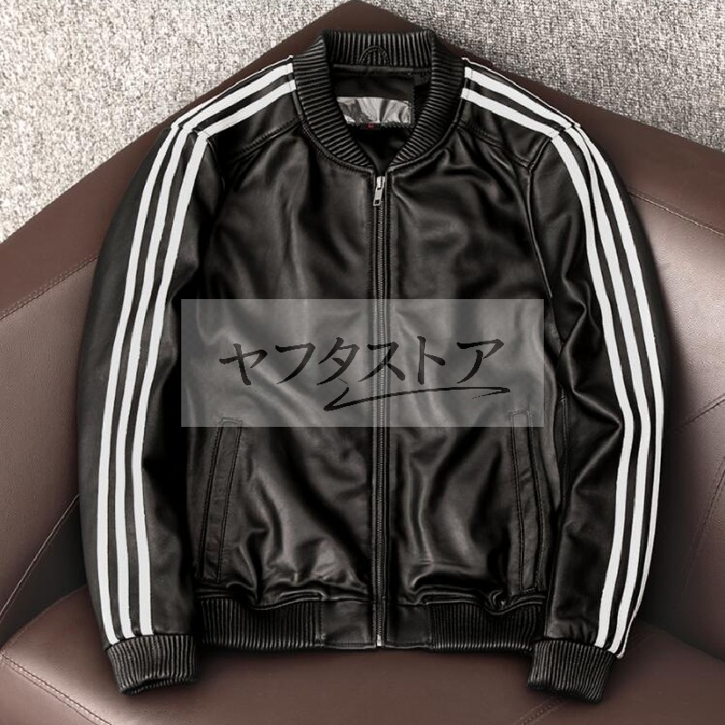 アディダス 羊革 レザージャケット ブラック サイドライン 表記O アディダス 羊革 レザージャケット ブラック サイドライン 表記O メンズ