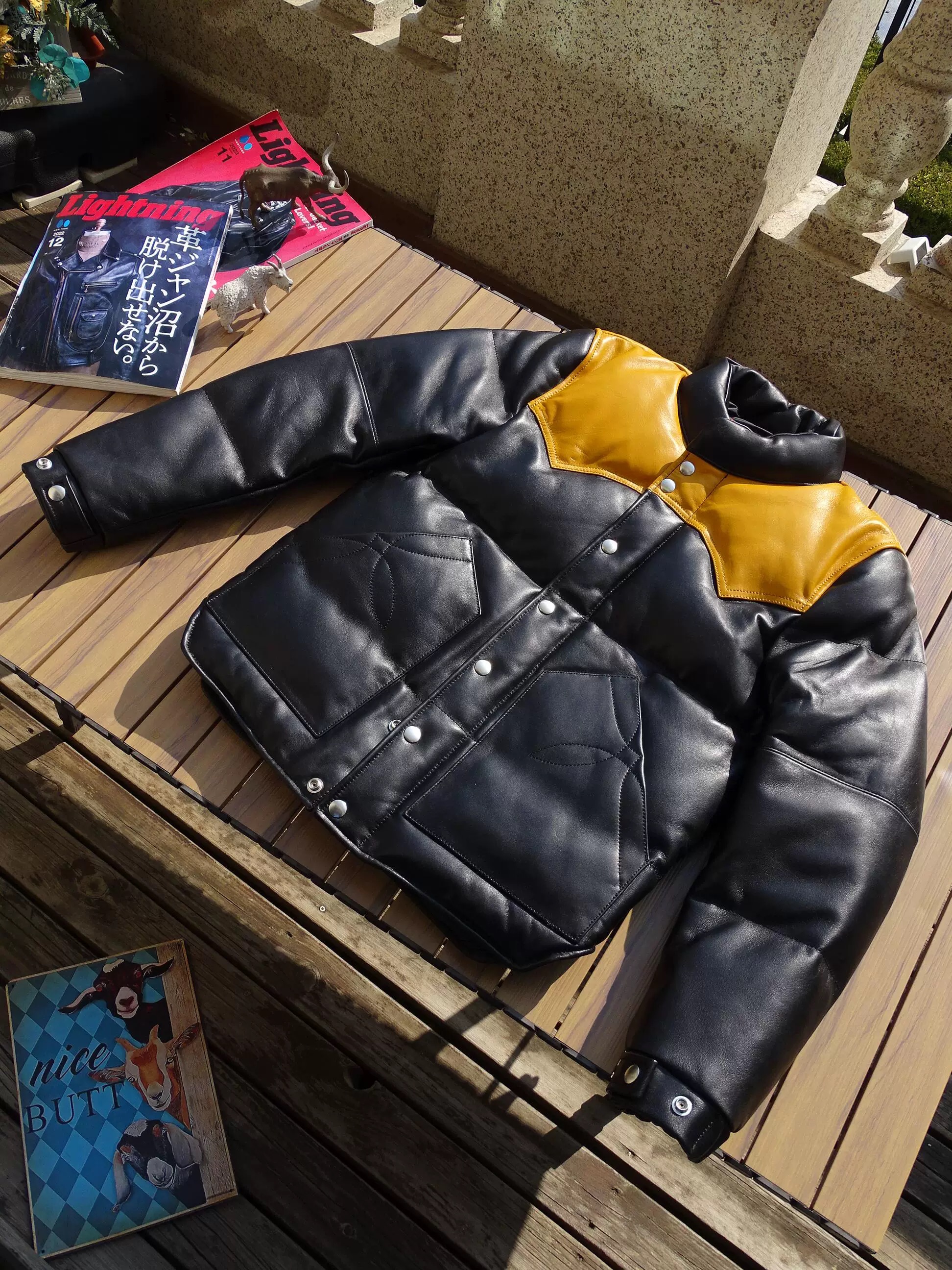 秋冬 高品質 羊革 カラーブロックダウンジャケット防寒 上品 本革 暖かい  vintage ダウンジャケット S～4XL