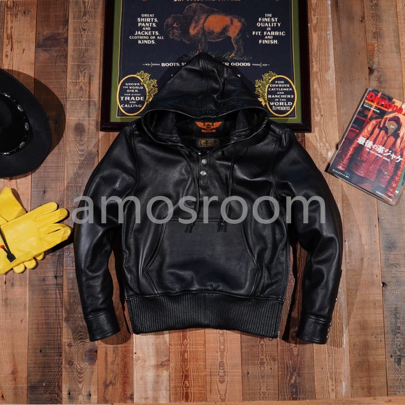 秋冬 格好良い vintage メンズファッション 牛革 フード付きジャケット本革レザージャケット M～4XL