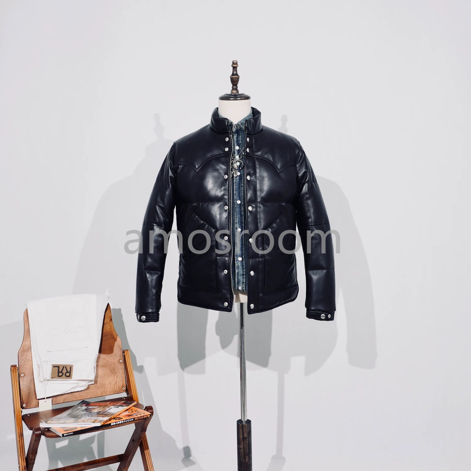 秋冬 高級 防寒保温 ライダースジャケット上品 羊革 vintage 格好良い 本革 ダウンジャケット S～4XL｜amosroom