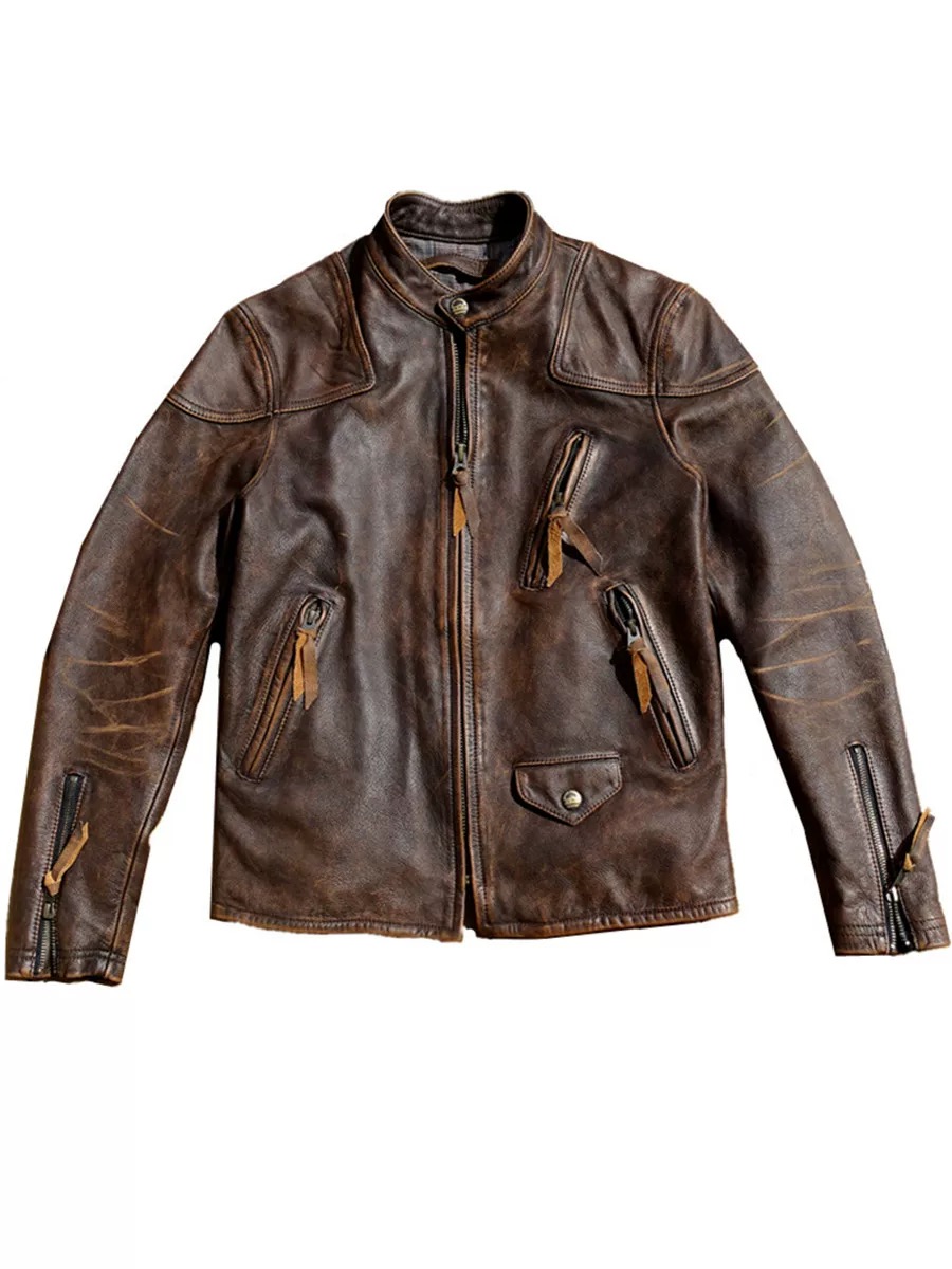 ザージャケット 上品 牛革 ライダースジャケット 本革 ジャケット 革ジャン S～5XL ブラウン