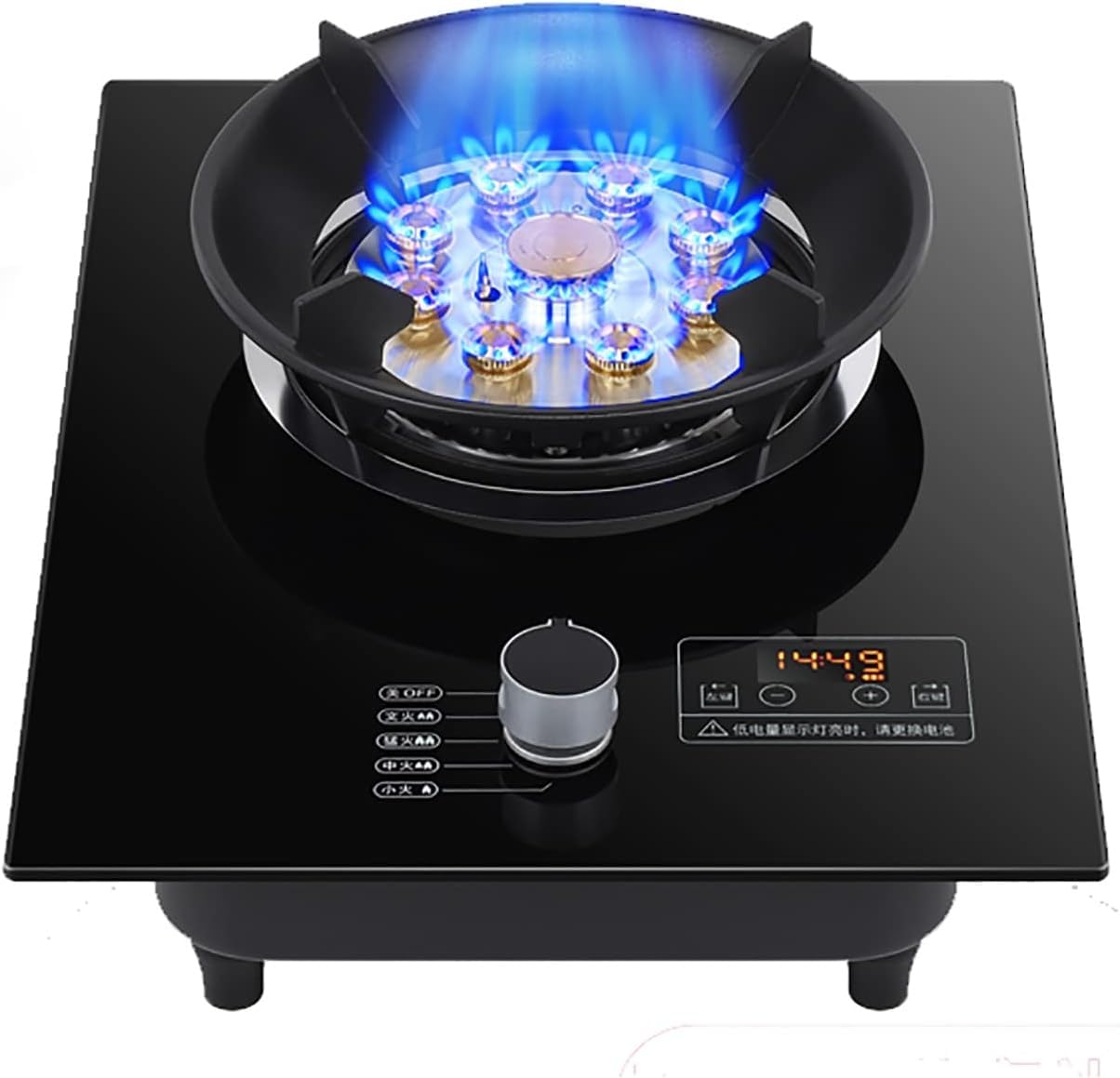 ガスコンロ 33cm ビルトインガスコンロ 7.0Kw 9個口火力リング中華鍋バーナー ブラック強化ガラス テーブルトップクッキング Ng/LPG コンバーチブルガスストーブ コンバーチブルコンロ 家庭用キッチン用 自動