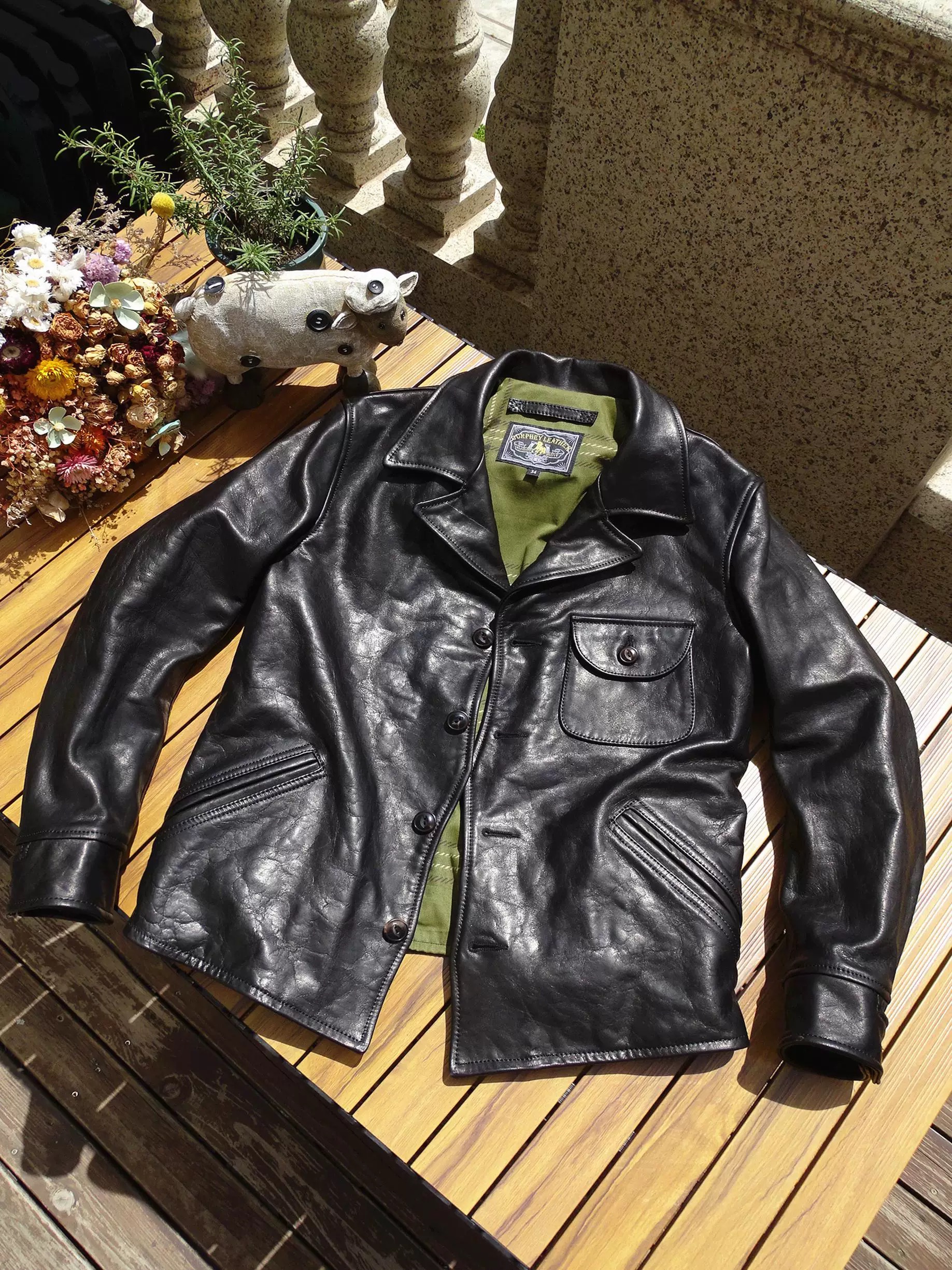 秋冬 新品 メンズライダースジャケット 馬革 格好良い レトロ 本革 革ジャン S~5XL|amosroom