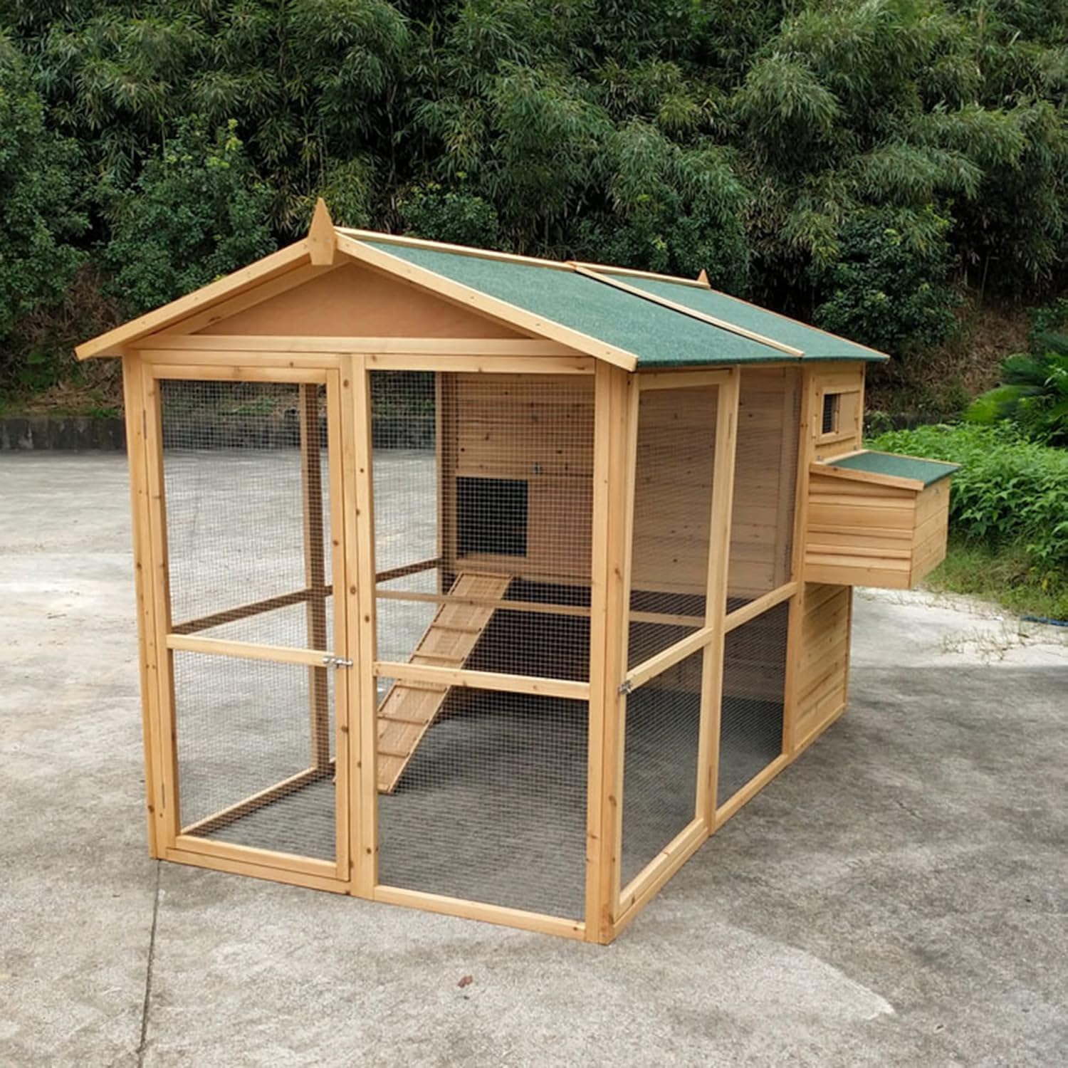 鶏小屋大型 屋外チキンコープ 木製マルチレベルヘンハウス ネスティングボックス付き耐候性家禽15~20羽の鶏用の大きなチキンコープ