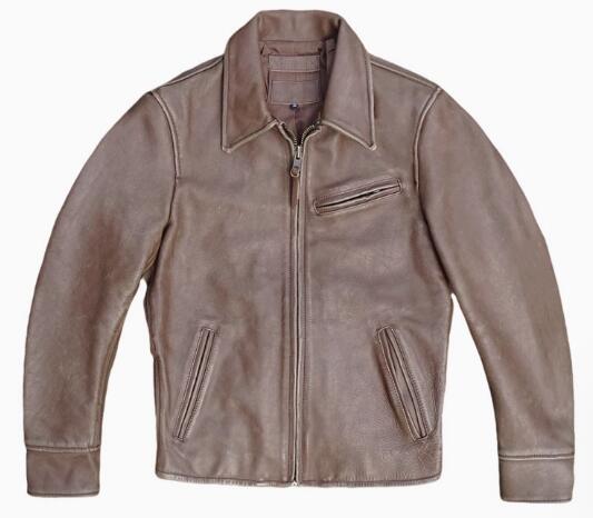 秋冬 新品　1930s　植物タンニンなめし　牛革　レトロ　本革 ライダースジャケット 革ジャン Ｓ～5XL