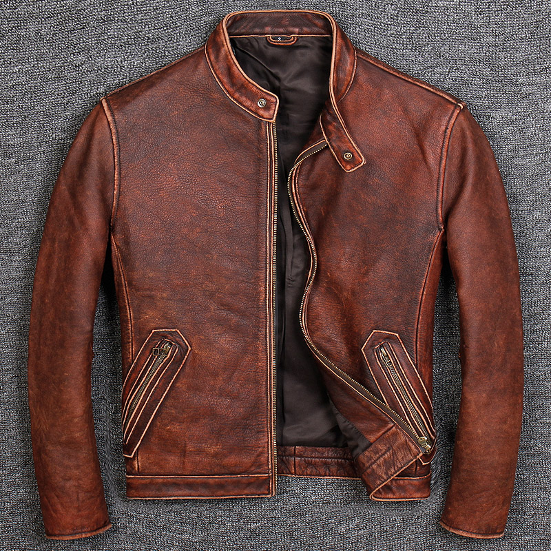 ライダースジャケット レザージャケット 牛革　ヴィンテージ vintage　バイクジャケット　本革 革ジャン メンズファッション Ｍ～5XL　グレー