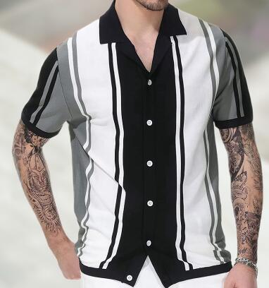 サイズ2XL NEW EDITION 50’sヴィンテージモチーフ S/S サマーニット シャツ レトロ キューバシャツ ロカビリー ボーリングシャツ