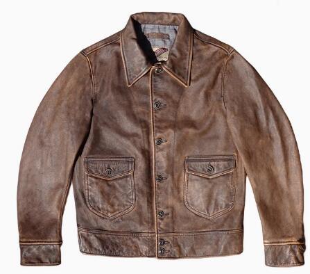 秋冬 新品 1920s 茶芯牛皮 レトロ 本革 ユーズド産業 ライダースジャケット 革ジャン Ｓ～5XL  赤銅色