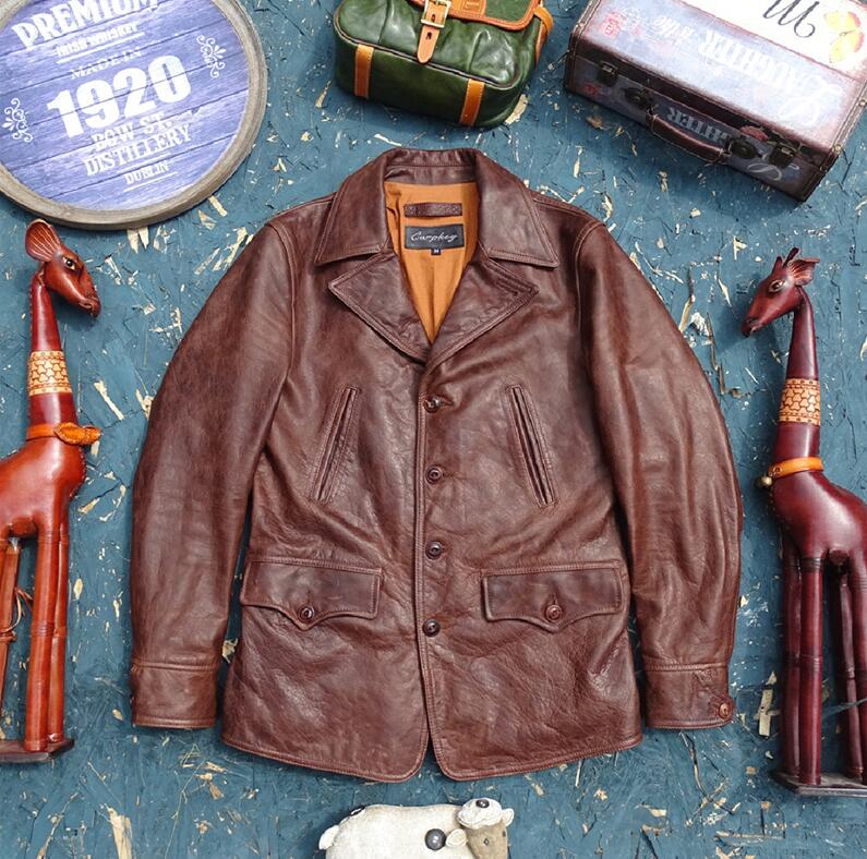 レザージャケット 上品　高級　本革　馬革　1.2mm ライダースジャケット 革ジャン Ｓ～5XL　ブラウン