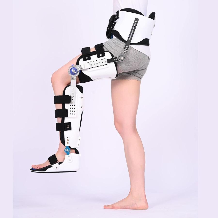 膝足関節足くっ付ける飾りつけ、好いたらしいな蝶つがい付き添い人ロム御居処膝ブレース合わせる能力のあるな足関節足飾りつけブレース脚骨折り足および下肢の飾りつけ