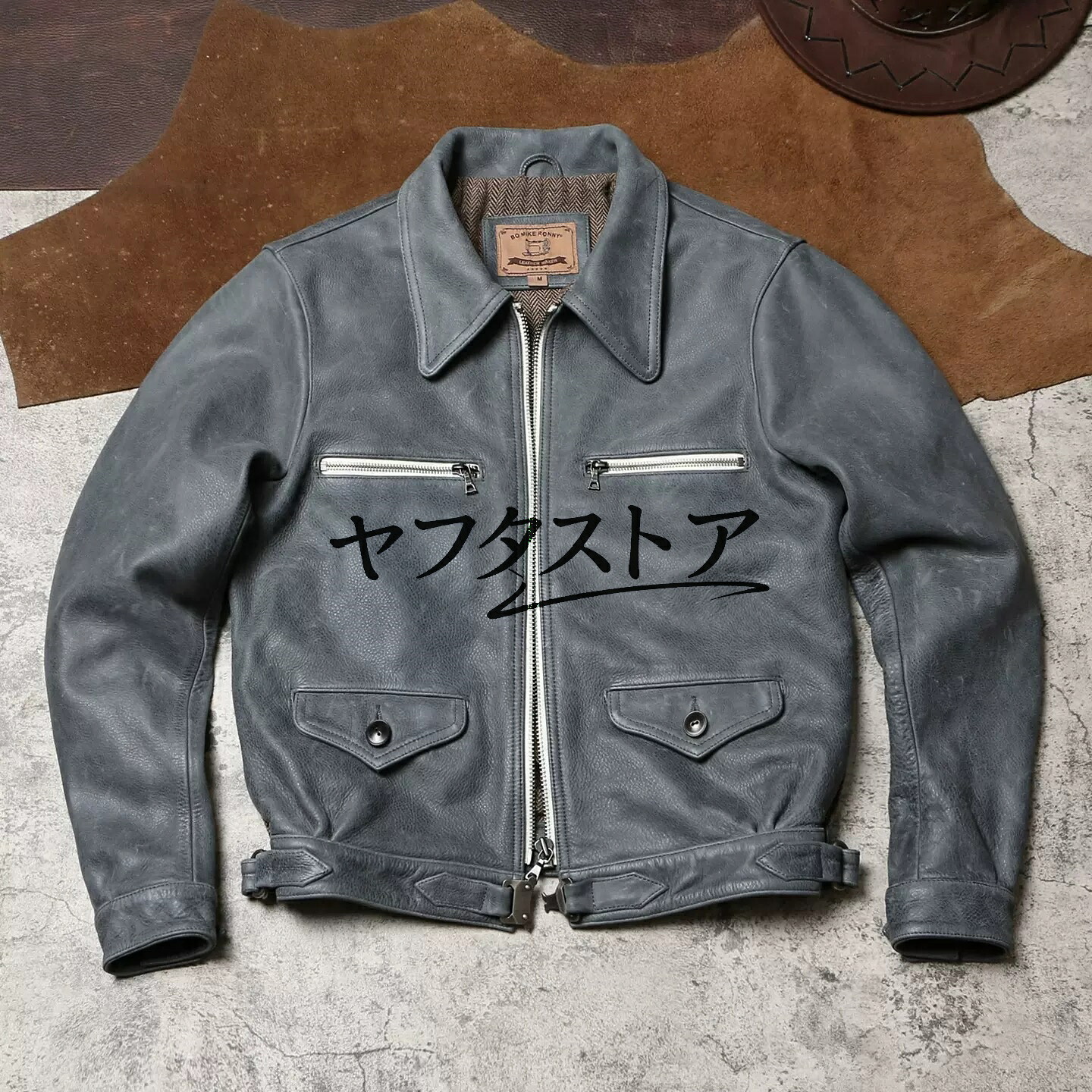 メンズファッション レトロ 高級 牛革 革ジャン 上品 本革ライダースジャケット M～5XL｜amosroom