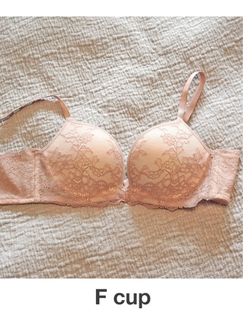 Amphi 脇高スムージング Fcup アンフィ シンプルレース ノンワイヤー ブラジャー
