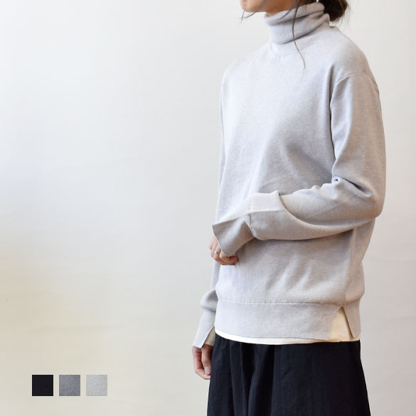 ププラ（PUPULA）コットンカシミヤ 配色 タートルニット(pp018)(359310)